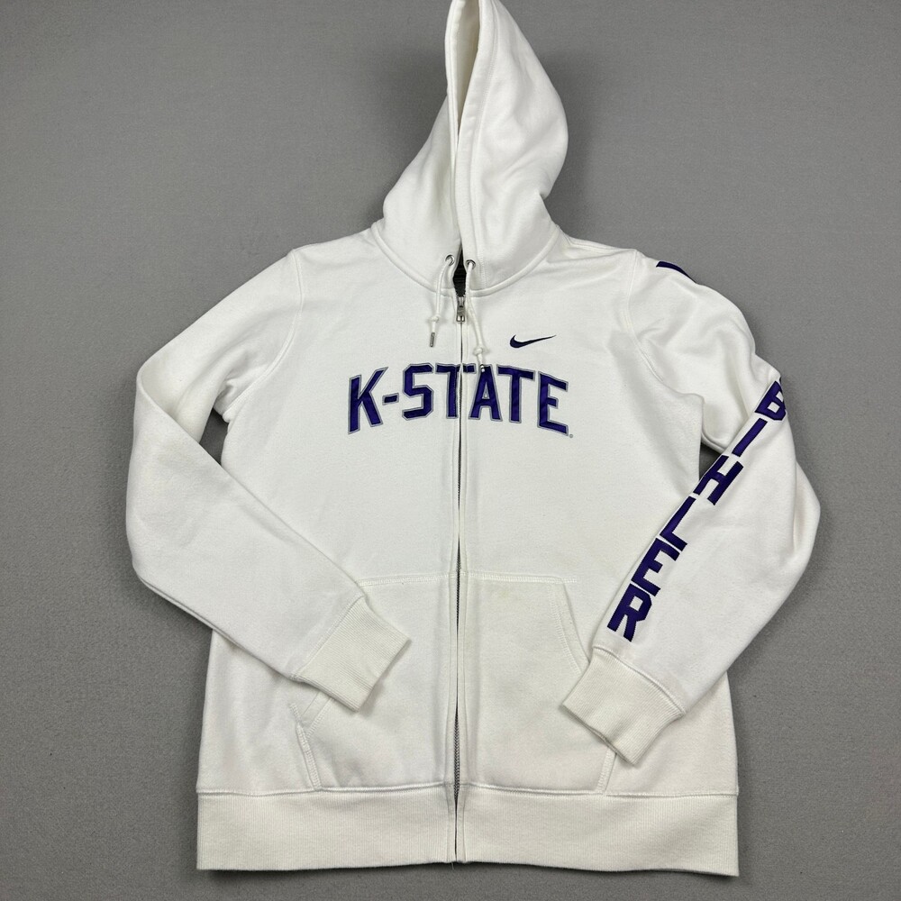 Kansas State Wildcats Hoodie Women Extra Large White Nike Full Zip Sweatshirt XL